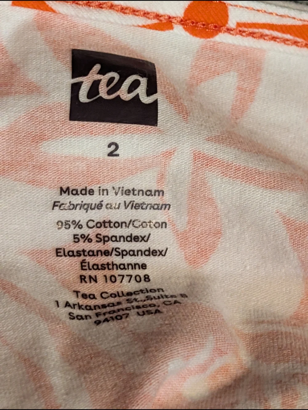 Tea Collection Orange and White Floral Short-Sleeve Dress